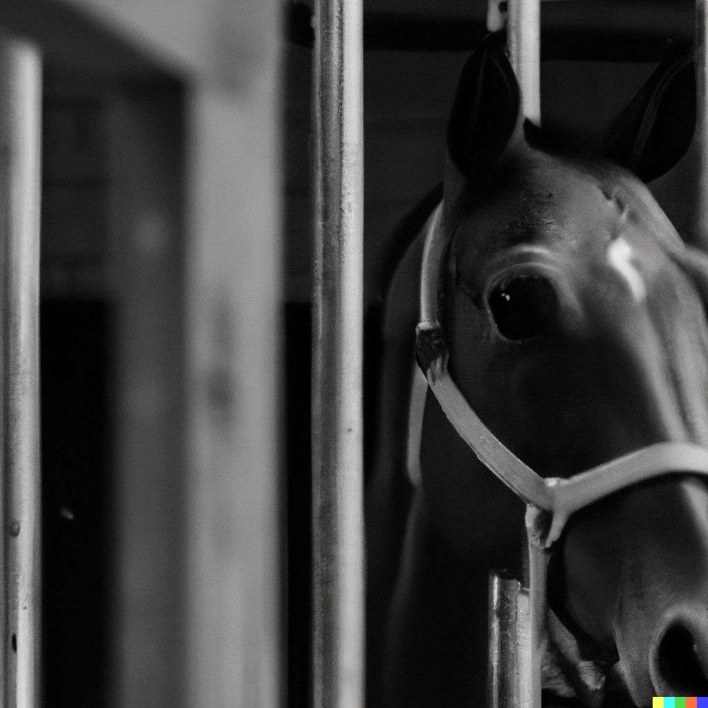 a horse, photograph, black and white